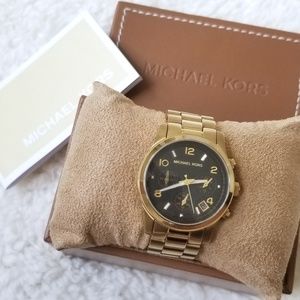 Michael Kors Black and Gold Chronograph watch